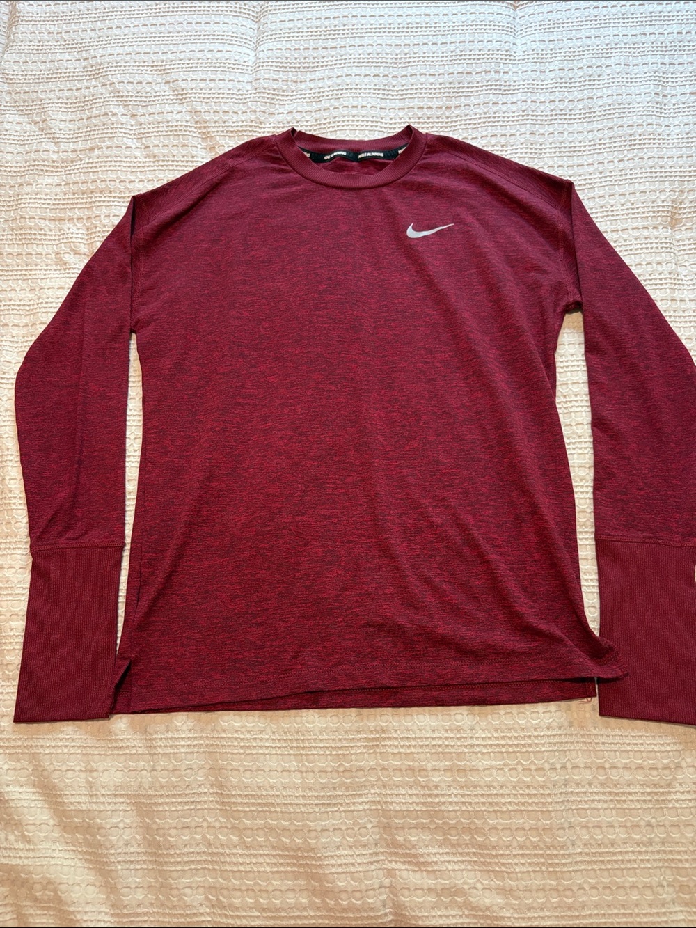 Nike Running Dri-Fit Long-Sleeve Crew Shirt in Maroon